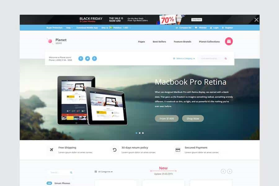 PLANET TECH STORE – ECOMMERCE SHOPIFY THEME
